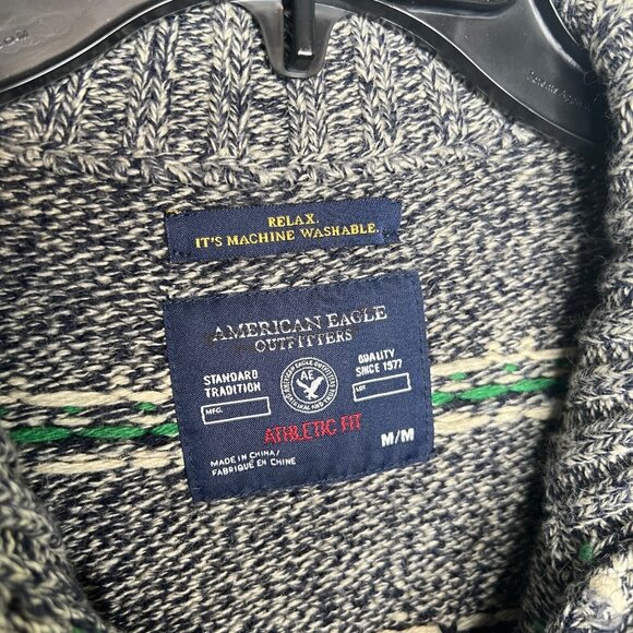 American Eagle Henley Sweater Mens Size Medium Athletic Fit Rabbit Hair Blend - Picture 3 of 9